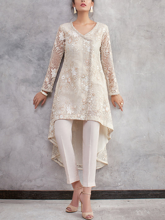 V-neck Lace Solid Color Trousers Suit