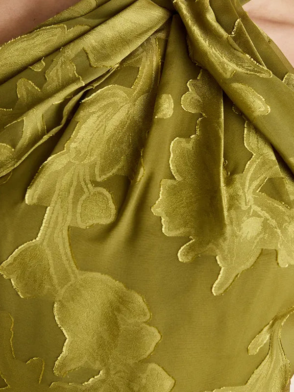 Cold Shoulder Chiffon Halter Midaxi Dress