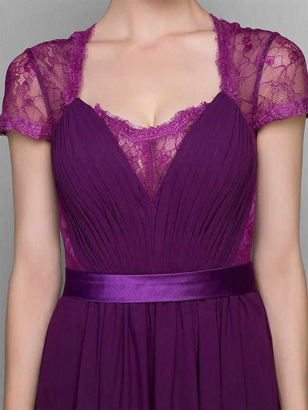 Lace Chiffon Solid Color Maxi Dress