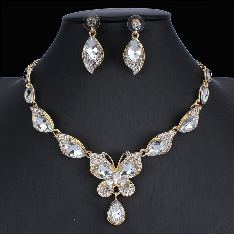 Butterfly Pendant Bridal Necklace Earring Set