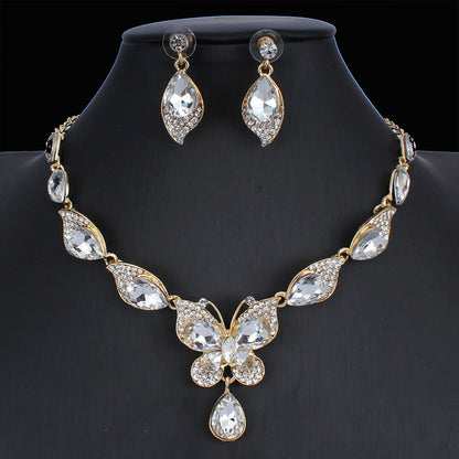 Butterfly Pendant Bridal Necklace Earring Set