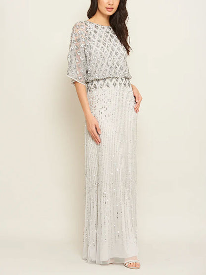 Diamond Pattern Sequin Decoration Embellished Long Dress