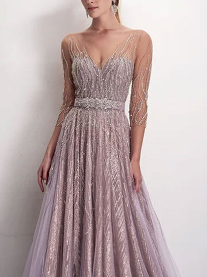 Elegant Mesh Holiday Party Ladies Dress