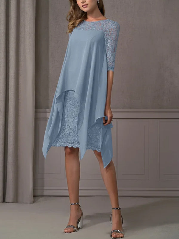 Crewneck Mesh Lace Dress