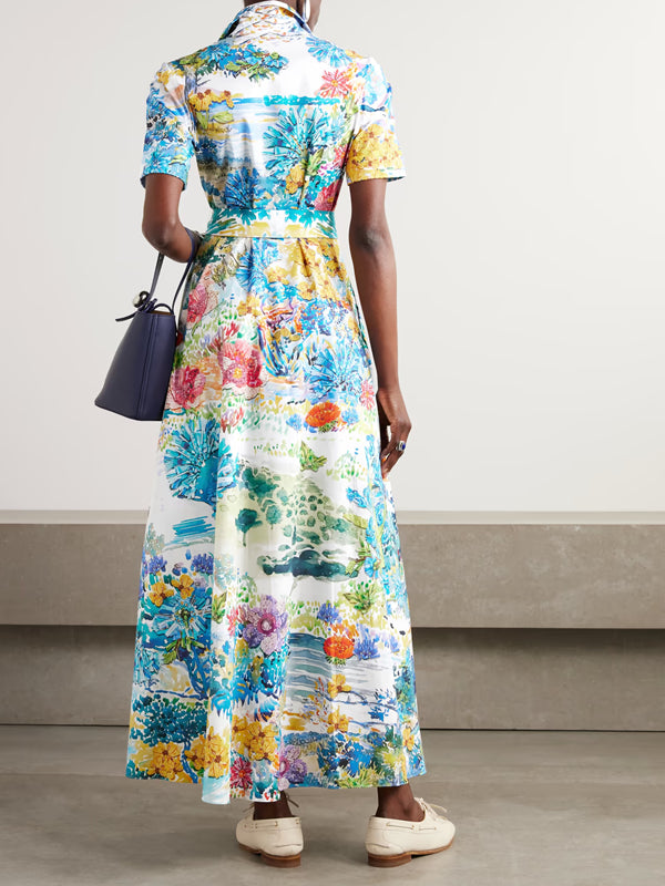 Belted Cotton-poplin Maxi Dress