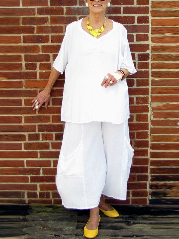 Solid Color Simple Pullover Women's Suit