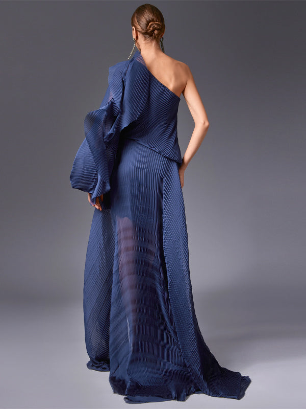 Off-shoulder Solid Color Maxi Dress