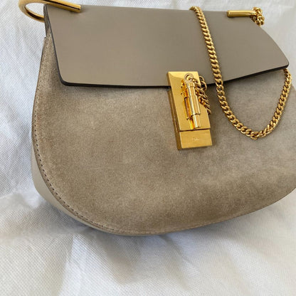 Chloé Grey Suede and Leather Drew Bag