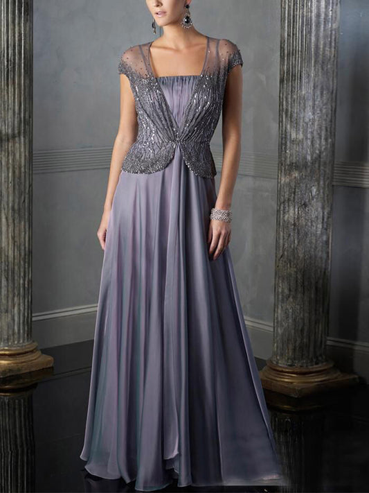 Sequin Solid Color Mesh Maxi Dress