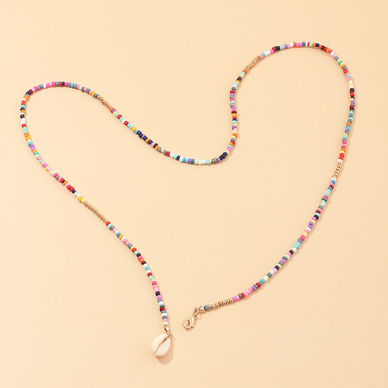 Colorful Rice Beads Shell Necklace