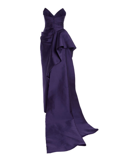 Satin High Slit Temperament Tube Top Women's Gown
