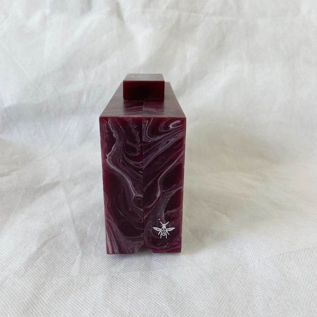 L’AFSHAR Burgundy Marble Striped Box Clutch