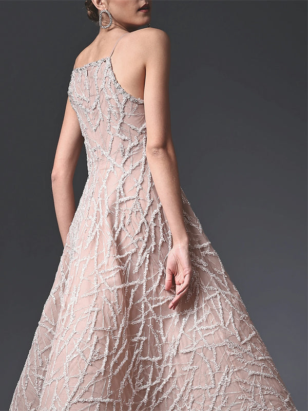 Sleeveless Lace Solid Color Midi Dress