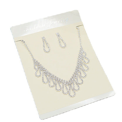 necklace and earrings two-piece set with rhinestones
