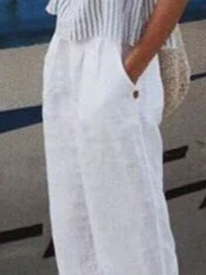 Cotton Linen Straight Casual Ladies Pants