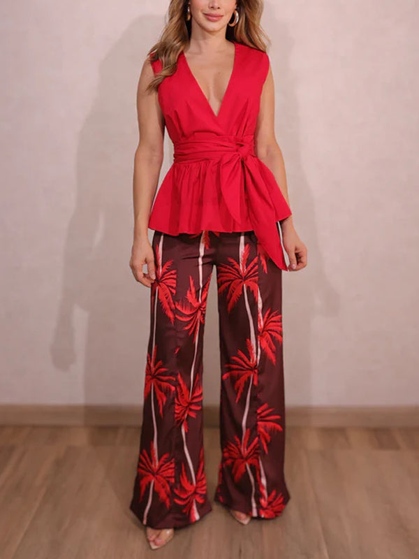 V-neck Elegant Ladies Suit