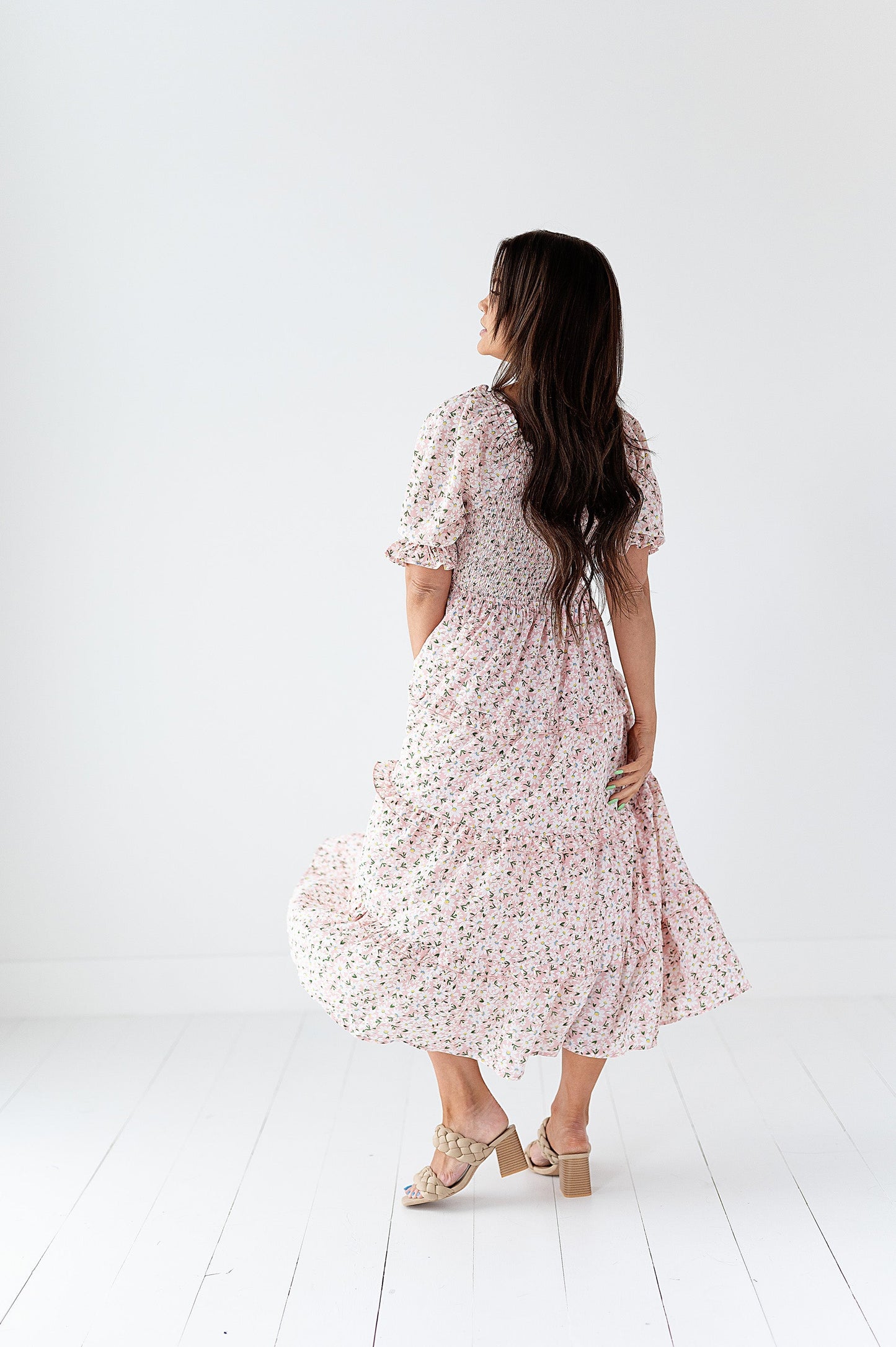 loveedsTM-Gabrielle Floral Midi Dress in Blush