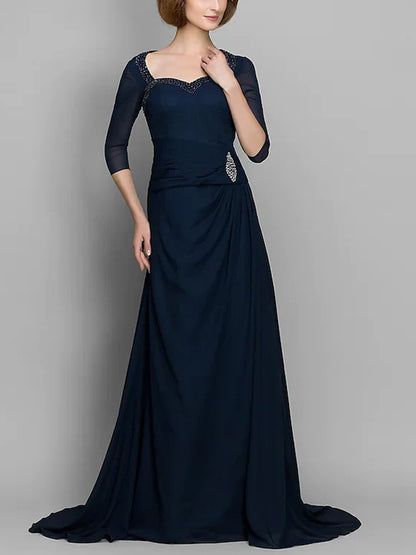 Chiffon Solid Color Sequins Maxi Dress