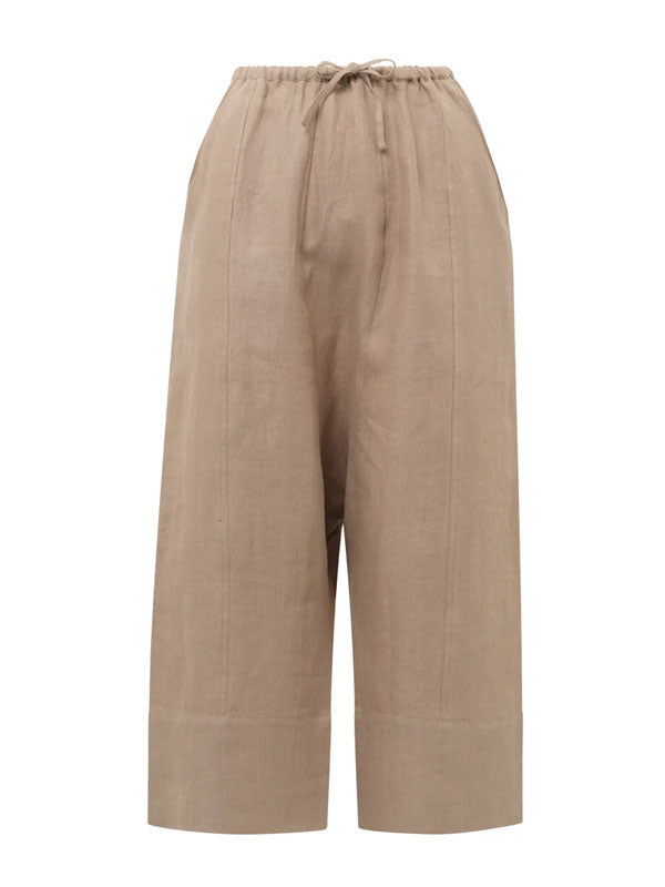 Lace-up Nine-point Cotton and Linen Women's Pants