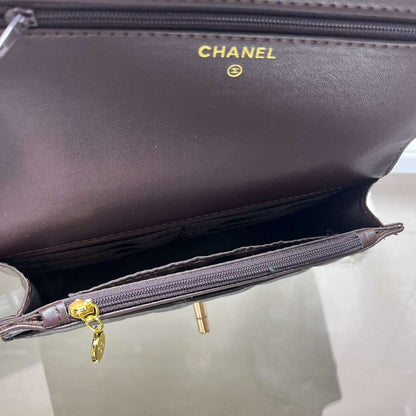 CHANEL  Quilted Flap Shoulder Bag Brown