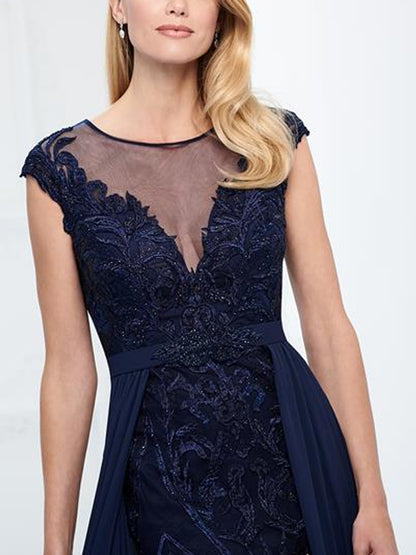 Round Neck Mesh Lace Solid Color Maxi Dress