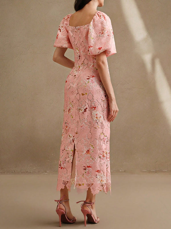 Women's Woven Water-Soluble Bubble Short Sleeved Dress