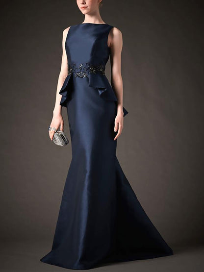 Round Neck Sleeveless Solid Color Maxi Dress