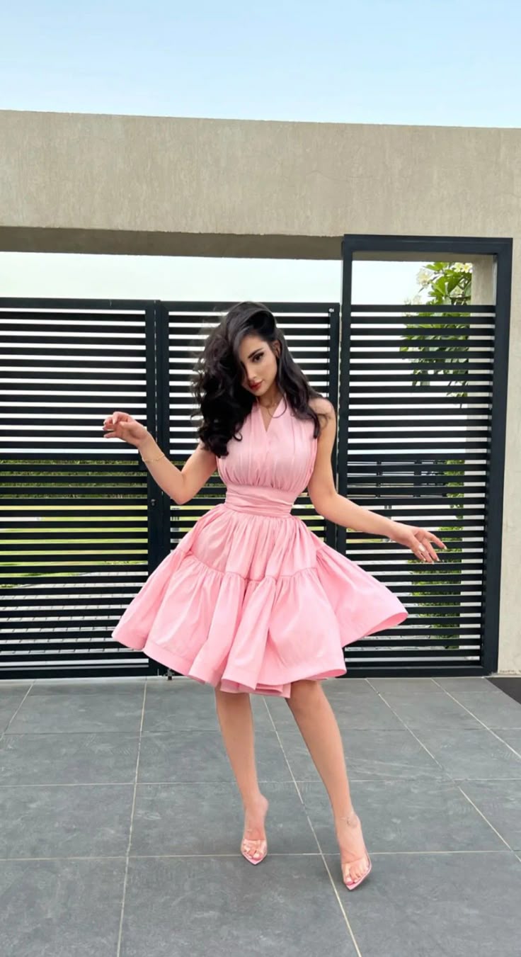 Sexy Ball Gown Halter Pink Satin Mini Short Formal 8th Grade Homecoming Dresses Summer Middle School Hoco Dress 20th Balloon Skirt Birthday Outfits DH1195