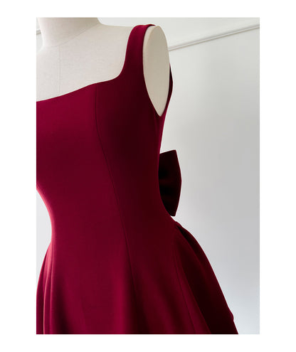 Cute Ball Gown Square Neck Burgundy Satin Grad Dress Inspo Short Mini Formal 8th Grade Homecoming Dresses High School Hoco Court Dress Graduation Dress Cocktail 18th Birthday Outfits D1941）