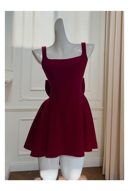 Cute Ball Gown Square Neck Burgundy Satin Grad Dress Inspo Short Mini Formal 8th Grade Homecoming Dresses High School Hoco Court Dress Graduation Dress Cocktail 18th Birthday Outfits D1941）