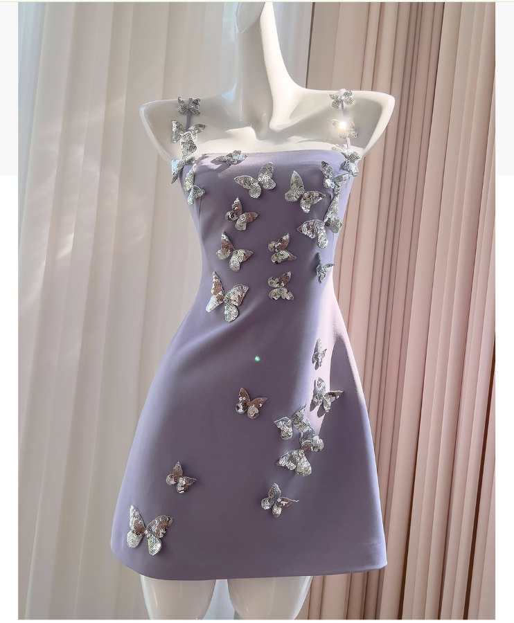 Cute A line Straps Satin Liac Short Grad Dress Inspo Short Mini Formal 8th Grade Homecoming Dresses High School Hoco Court Dress Graduation Dress Cocktail 18th Birthday Outfits DH1943