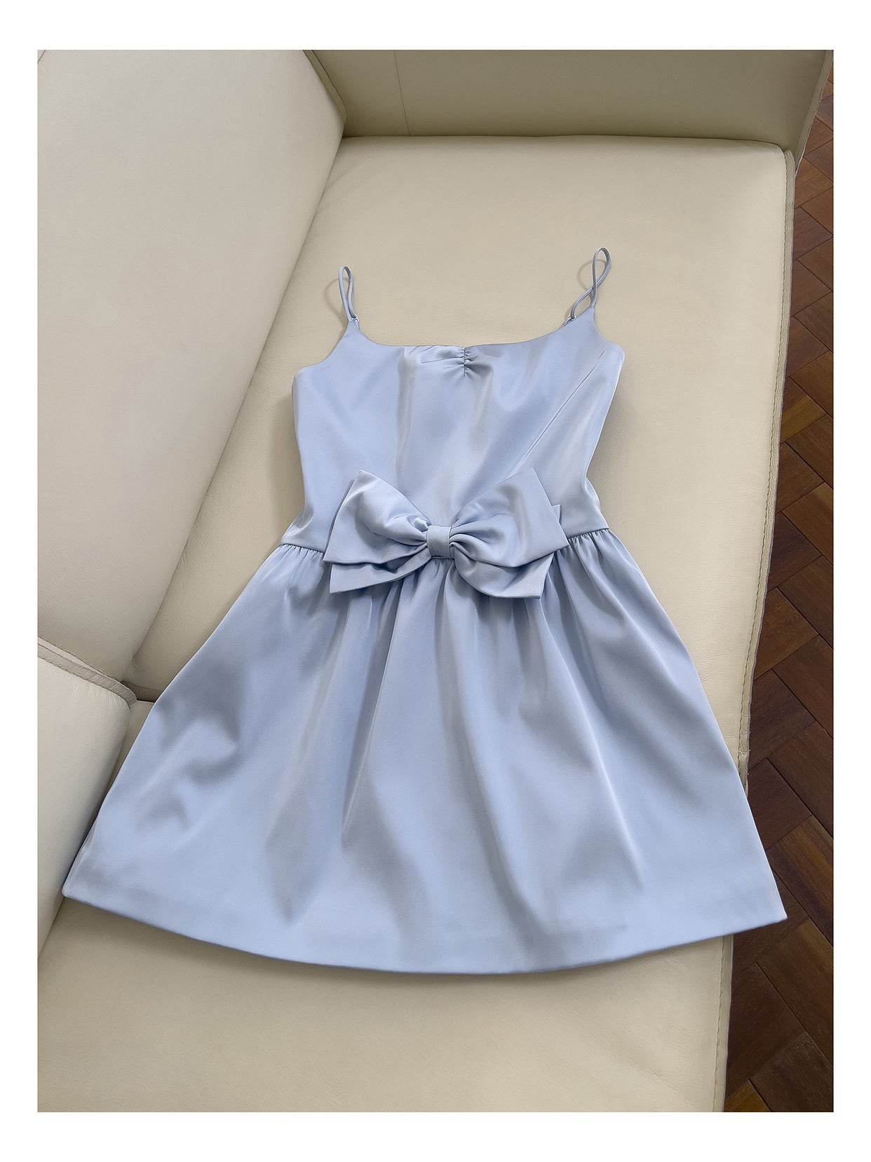 Cute A line Spaghetti Straps Satin Blue Short Grad Dress Inspo Short Mini Formal 8th Grade Homecoming Dresses High School Hoco Court Dress Graduation Dress 18th Birthday Outfits DH1947
