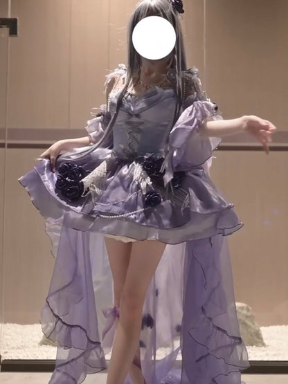 Vintage Ball Gown Spaghetti Straps Chiffon Lilac Summer 18th Birthday Dress High Low Lolita Dress 21st Birthday Outfits DH2417