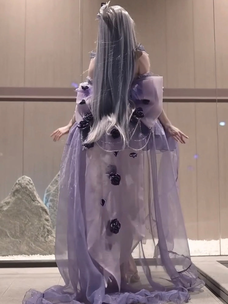 Vintage Ball Gown Spaghetti Straps Chiffon Lilac Summer 18th Birthday Dress High Low Lolita Dress 21st Birthday Outfits DH2417