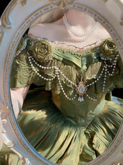 Vintage Ball Gown Off The Shoulder Green 22th Birthday Dress Lolita Dress Long Lolita Outfits DH2438