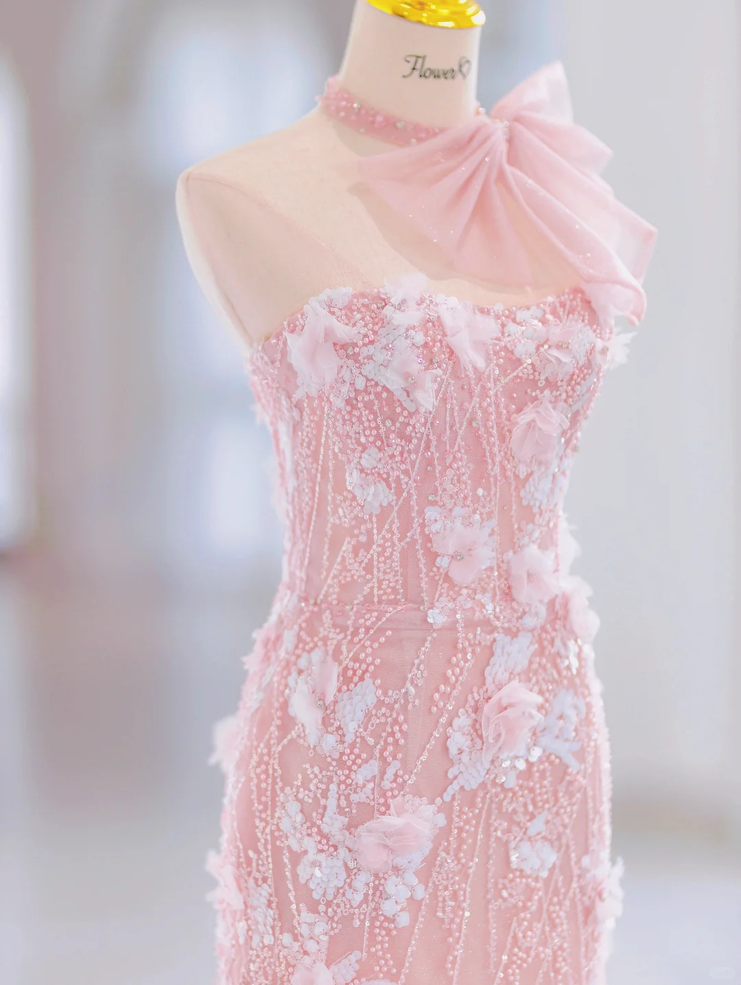 Glamorous Mermaid Sweetheart Floral Long Pink Evening Party Gowns Evening Special Formal Dresses Prom Dress DH2790