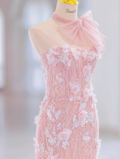 Glamorous Mermaid Sweetheart Floral Long Pink Evening Party Gowns Evening Special Formal Dresses Prom Dress DH2790