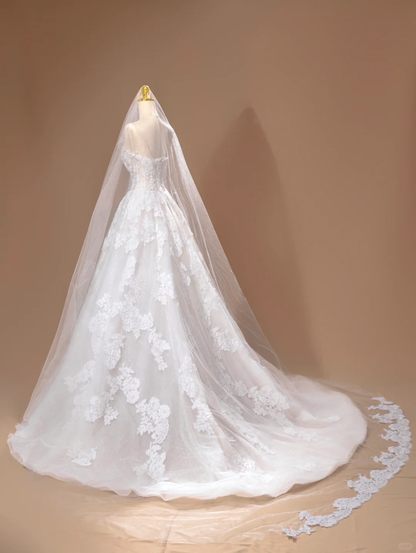 Princess Wedding Dress Ball Gown Strapless Lace White Long Wedding Dresses Bridal Gowns DH2793