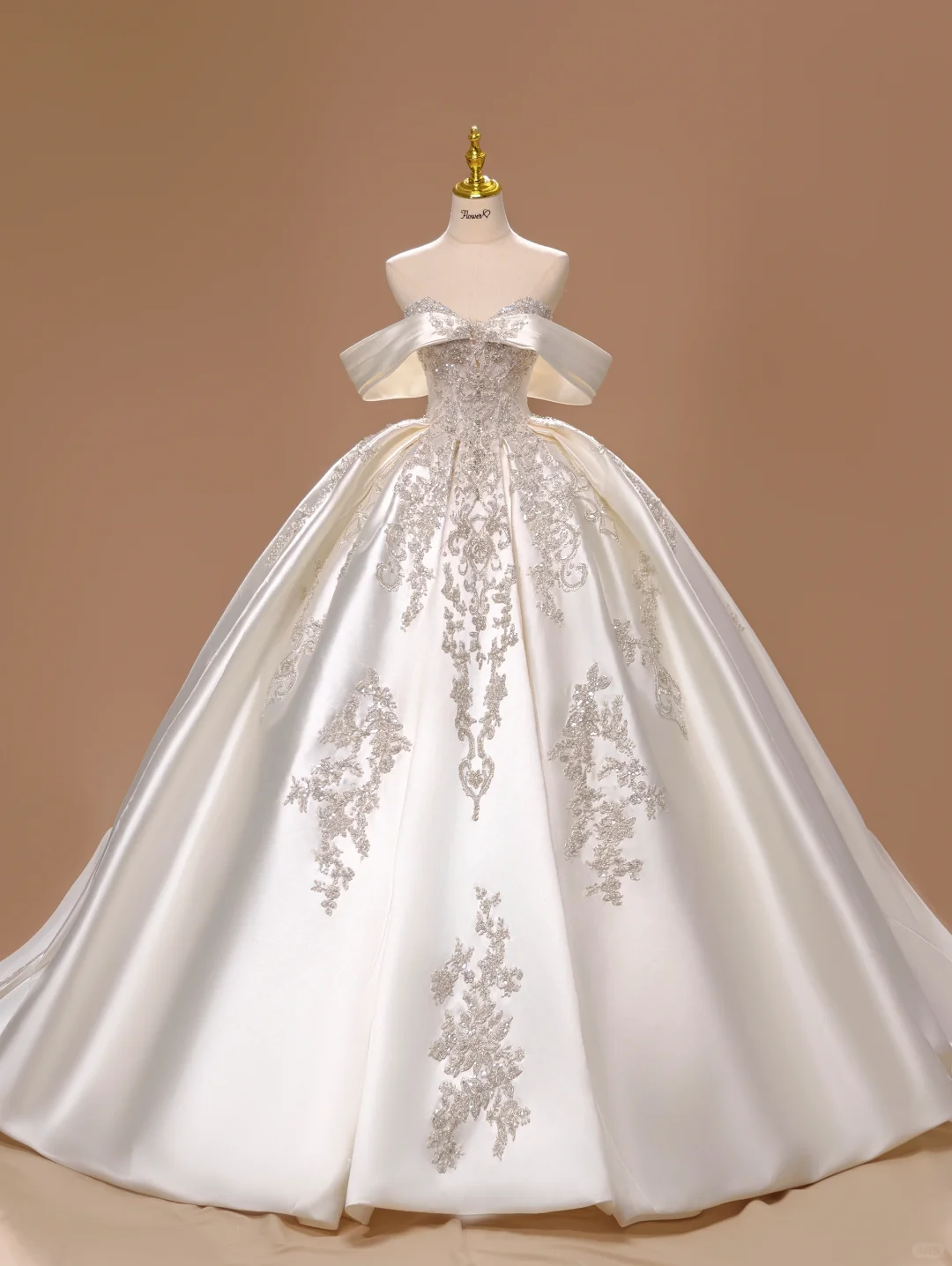 Princess Wedding Dress Ball Gown Off The Shoulder Satin Lace Short Sleeves Wedding Dresses Bridal Gowns DH2803