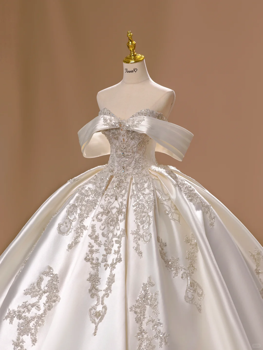 Princess Wedding Dress Ball Gown Off The Shoulder Satin Lace Short Sleeves Wedding Dresses Bridal Gowns DH2803