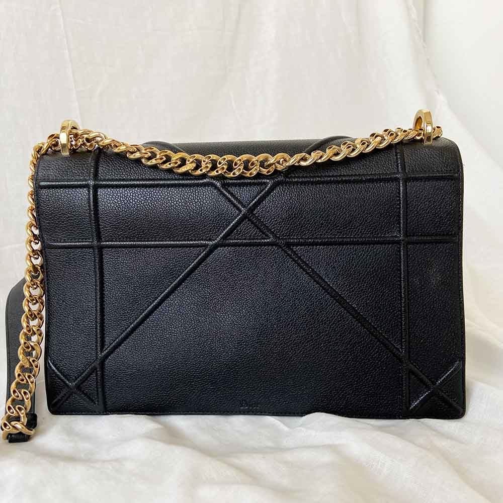 Dior Black Leather Large Diorama Flap Shoulder Bag
