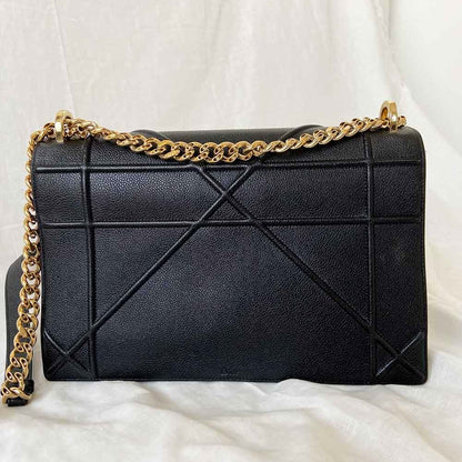 Dior Black Leather Large Diorama Flap Shoulder Bag