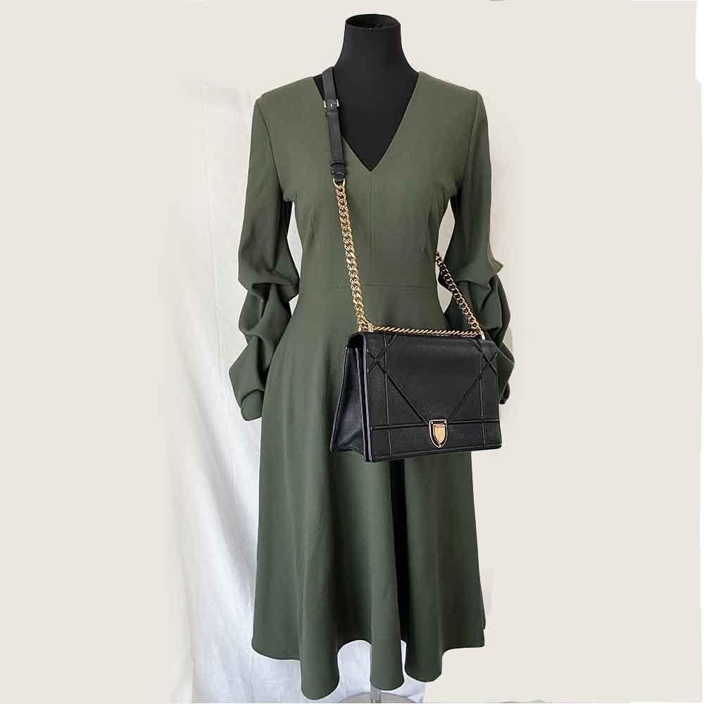 Dior Black Leather Large Diorama Flap Shoulder Bag