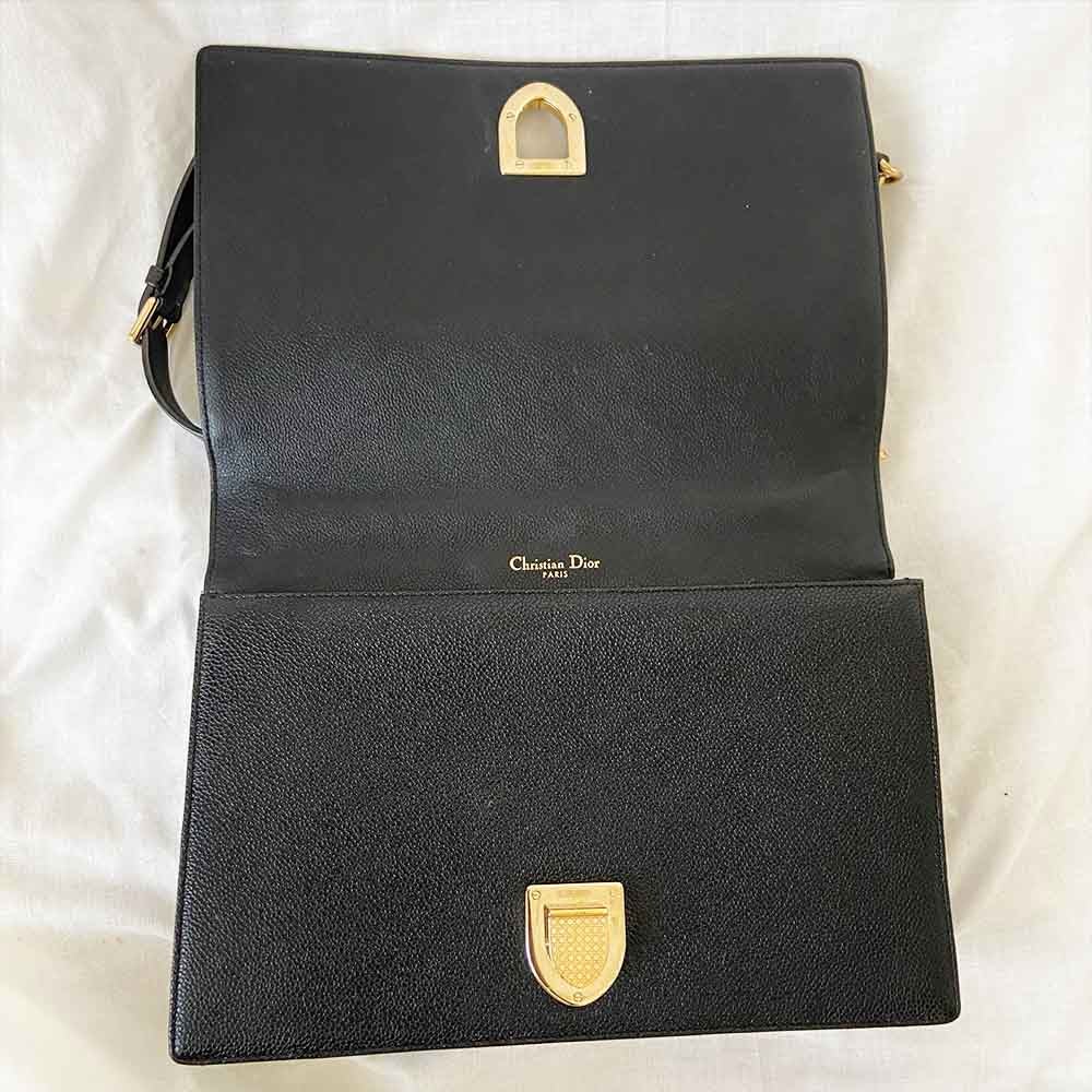 Dior Black Leather Large Diorama Flap Shoulder Bag