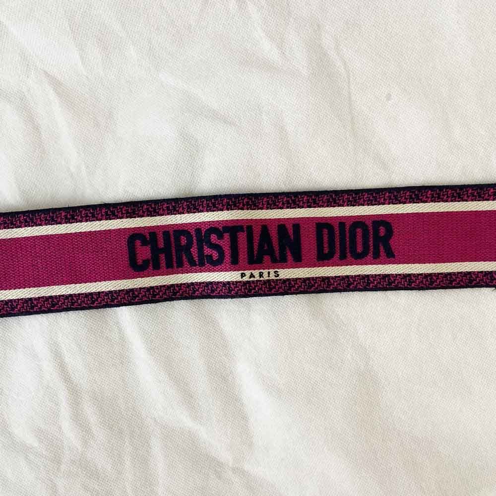 Dior Canvas Pink And Blue 'CHRISTIAN DIOR' Embroidery Bag Strap