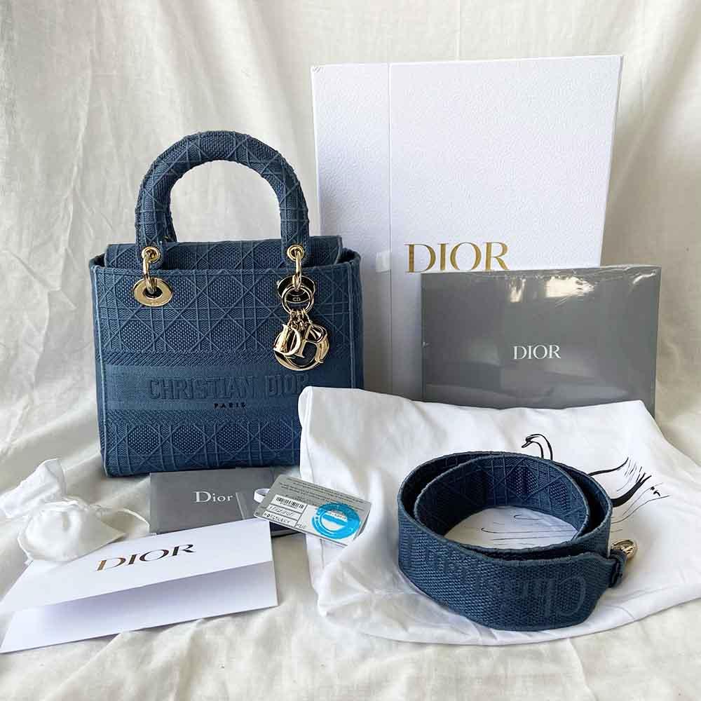 Dior D-Lite Embroidered Cannage Medium Bag