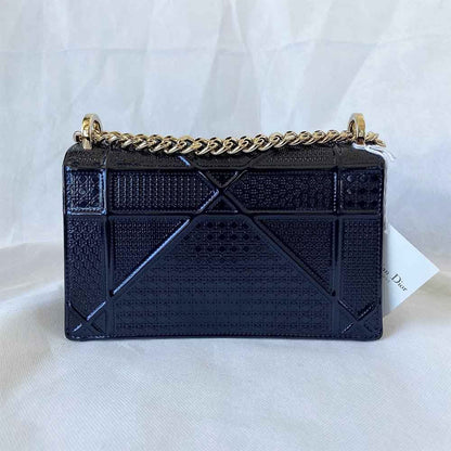 Dior Dark Blue Micro Cannage Patent Leather Small Diorama Shoulder Bag