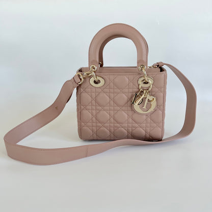 Dior Taupe Cannage Quilted Leather Small My Lady Dior Tote
