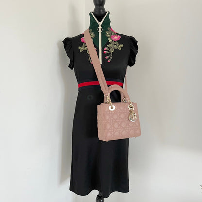 Dior Taupe Cannage Quilted Leather Small My Lady Dior Tote