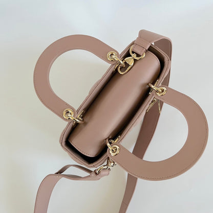 Dior Taupe Cannage Quilted Leather Small My Lady Dior Tote